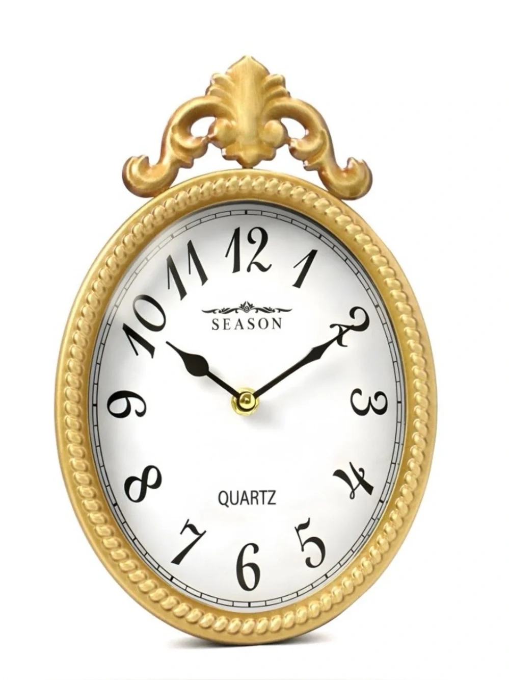 Elegant Gold Oval Wall Clock French Vintage-Inspired Silent Quartz Movement